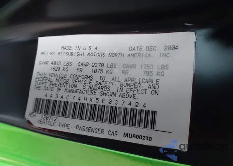 2005 Mitsubishi Eclipse Gts z USA, uszkodzony, nr VIN 4A3AC74HX5E037424